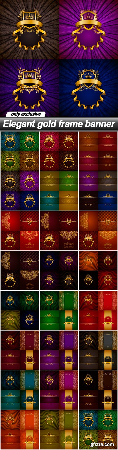 Elegant gold frame banner - 23 EPS