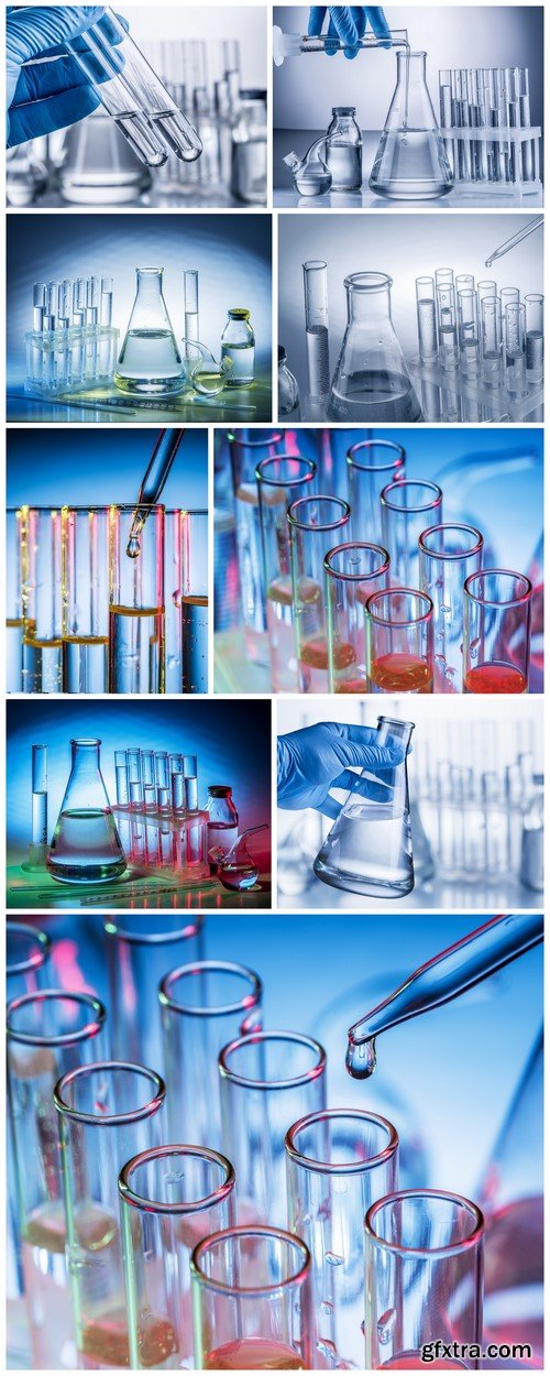 Different laboratory beakers and glassware 9X JPEG