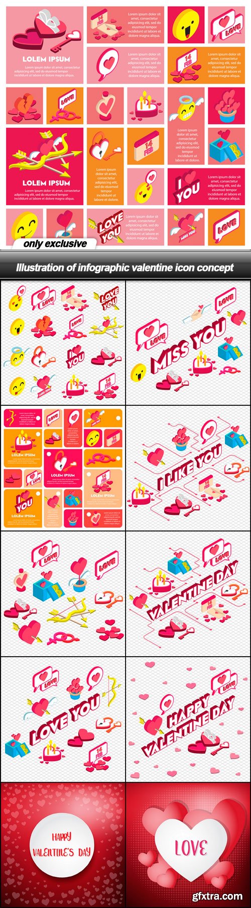 Illustration of infographic valentine icon concept - 11 EPS