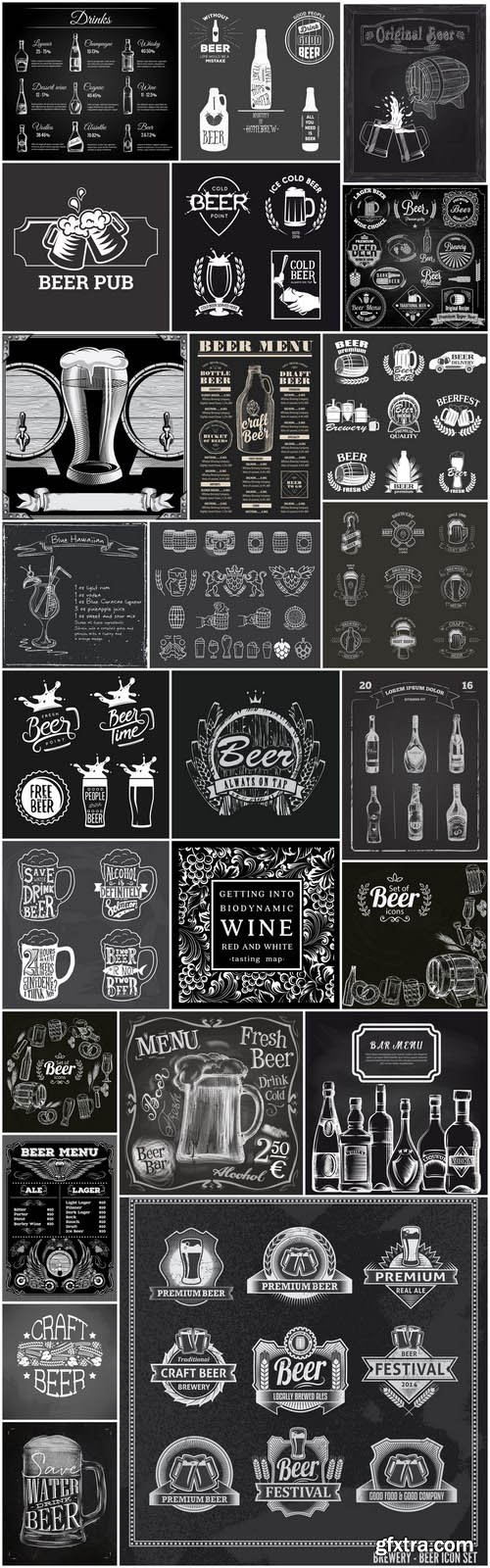 Beer Wine Whiskey Chalkboard - 25 Vector