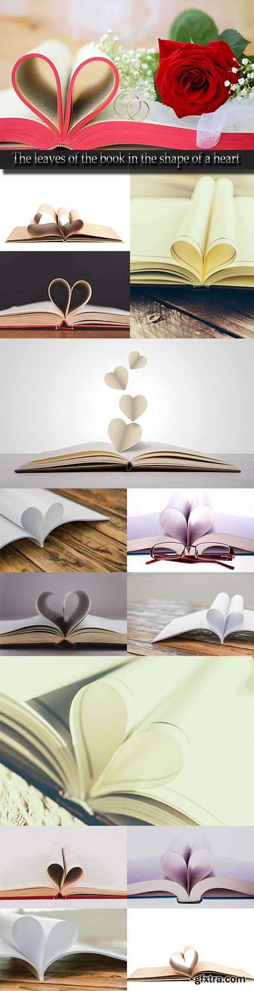 The leaves of the book in the shape of a heart