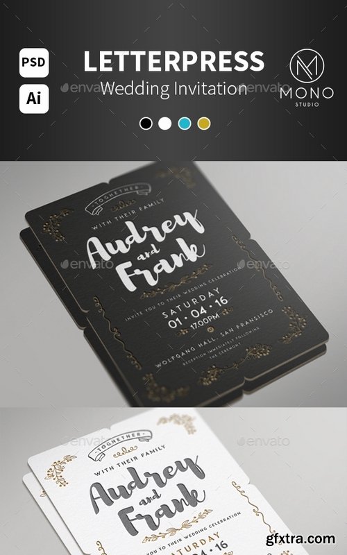 GraphicRiver - Letterpress Wedding Invitation Set 2 14440021