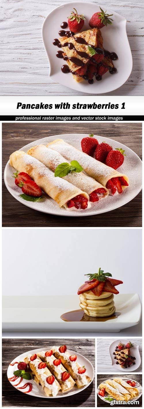 Pancakes with strawberries 1 - 5 UHQ JPEG