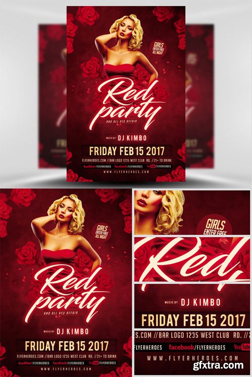 Valentines Red Party Flyer Template