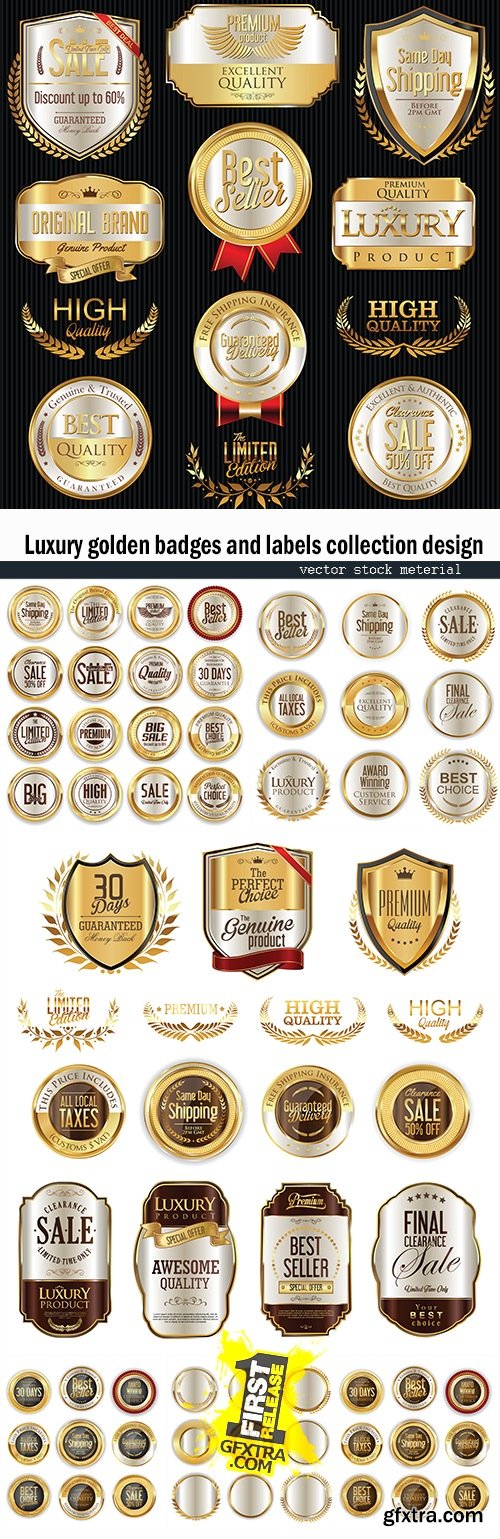 Luxury golden badges and labels collection design