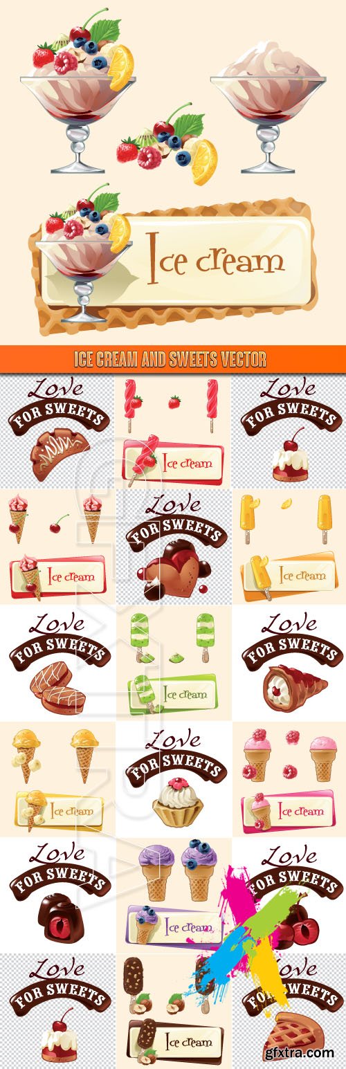 Ice cream and sweets vector