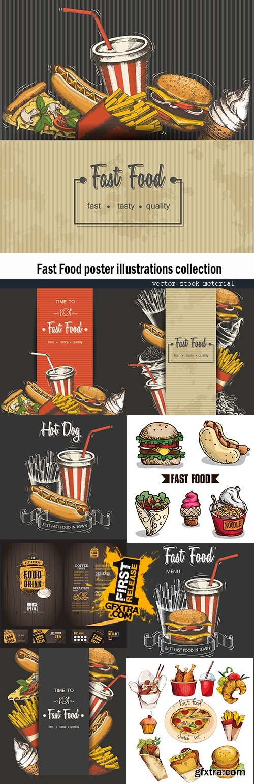 Fast Food poster illustrations collection