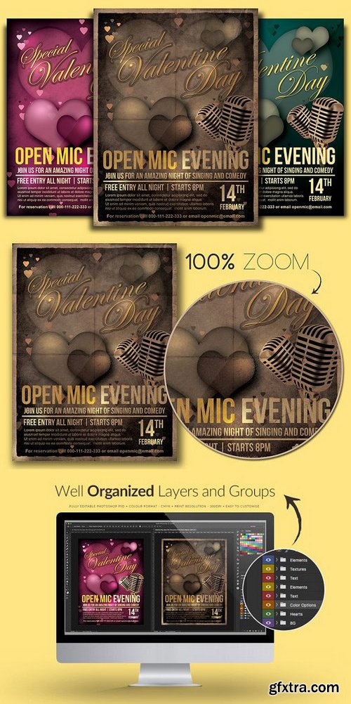 CM - Valentine Open Mic Flyer Template 1232710