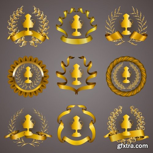 Collection of ornamental decoration emblem frame border calligraphic design elements 25 EPS