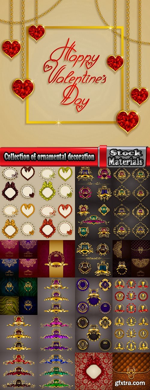 Collection of ornamental decoration emblem frame border calligraphic design elements 25 EPS