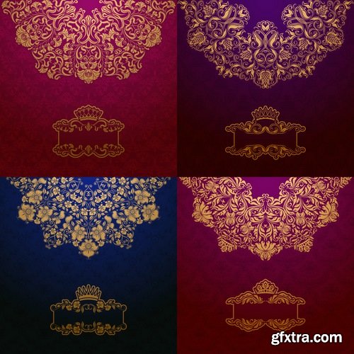 Collection of ornamental decoration emblem frame border calligraphic design elements 25 EPS