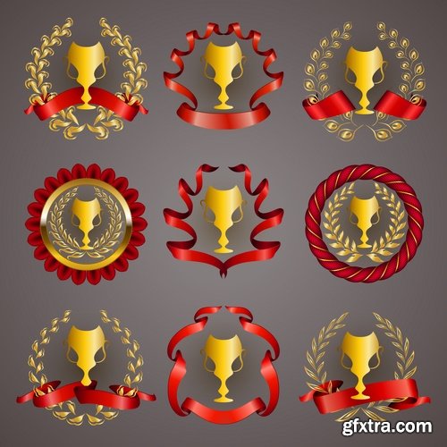 Collection of ornamental decoration emblem frame border calligraphic design elements 25 EPS