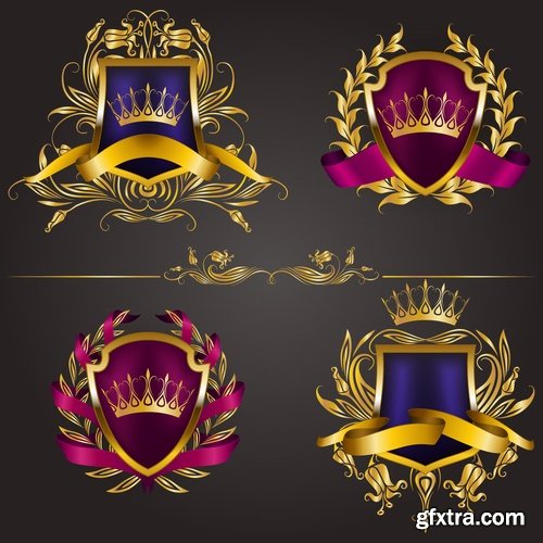 Collection of ornamental decoration emblem frame border calligraphic design elements 25 EPS