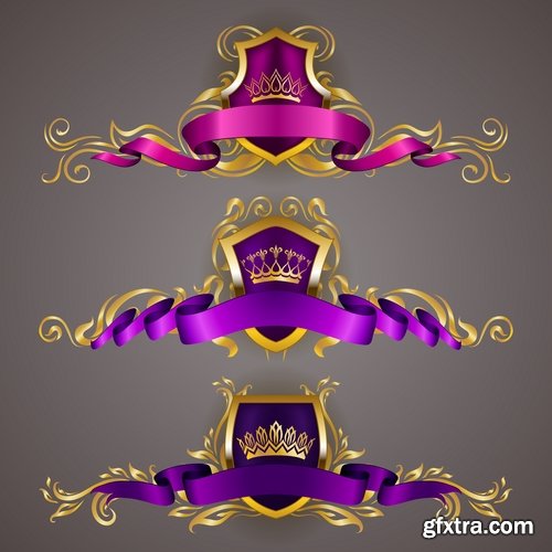 Collection of ornamental decoration emblem frame border calligraphic design elements 25 EPS