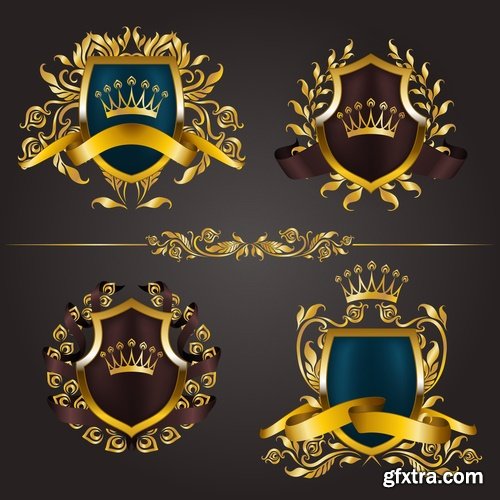 Collection of ornamental decoration emblem frame border calligraphic design elements 25 EPS