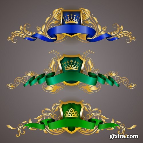 Collection of ornamental decoration emblem frame border calligraphic design elements 25 EPS