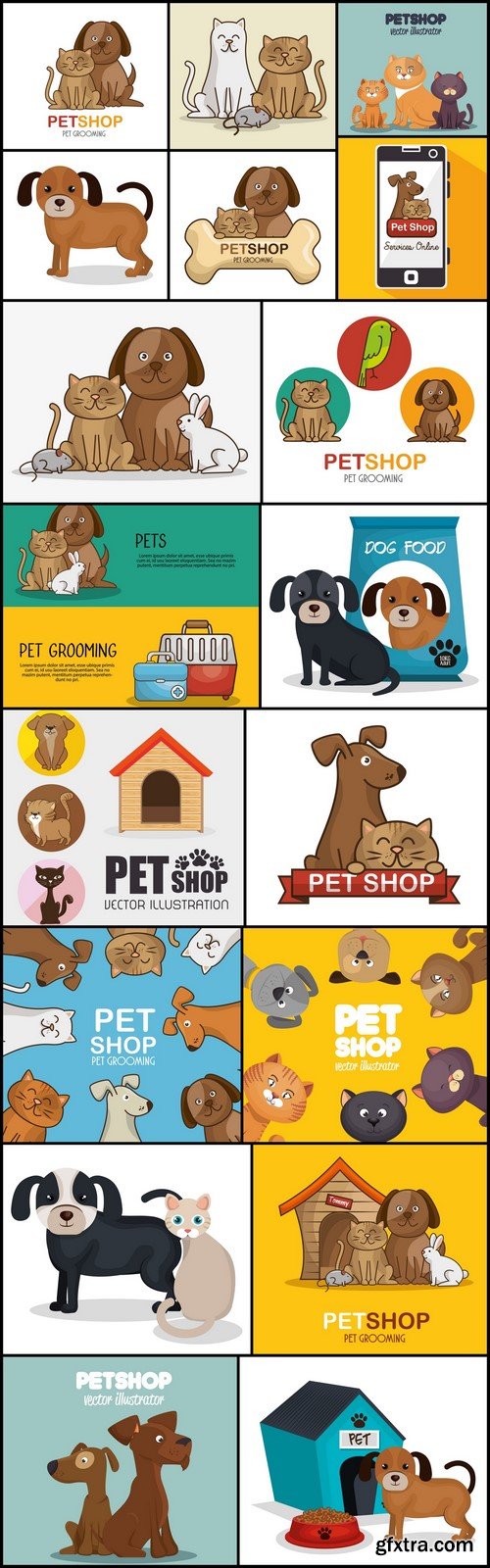 Pet shop cats and dog care vector illustration 18X EPS