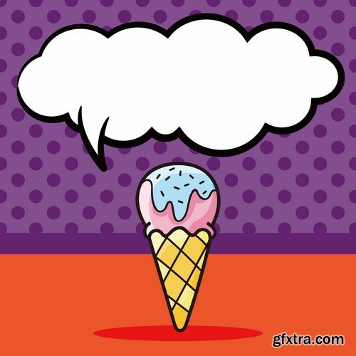 Illustration pop art ice cream - 5 EPS