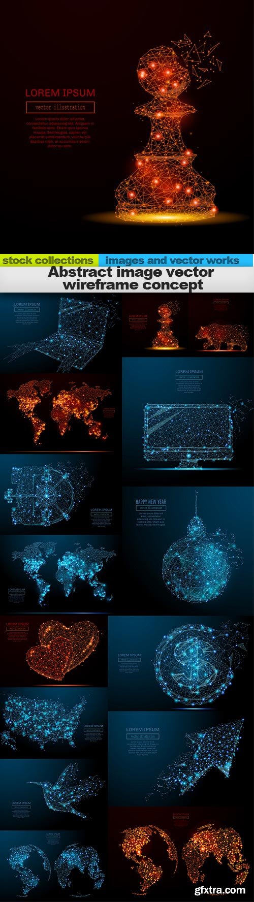 Abstract image vector wireframe concept, 15 x EPS