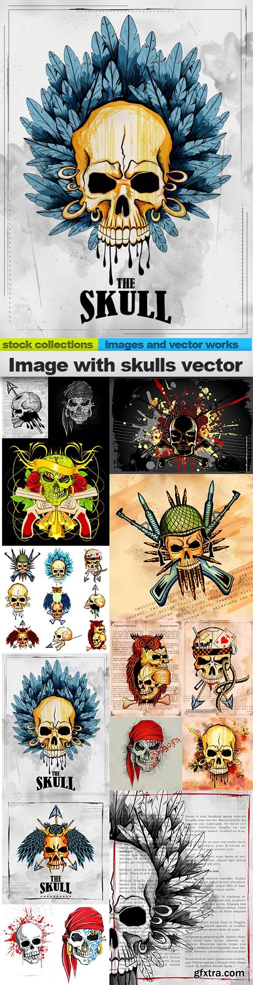 Image with skulls vector, 15 x EPS