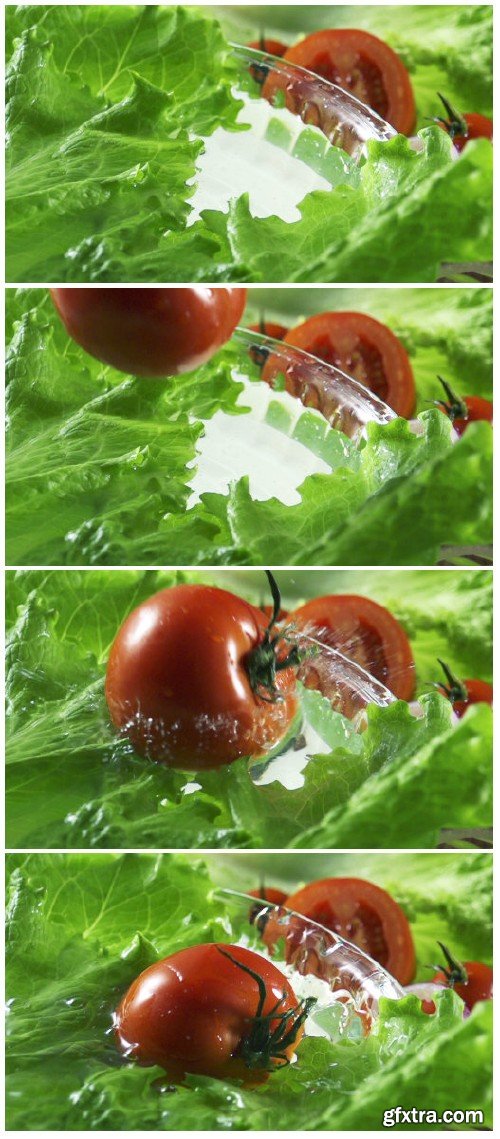 Video footage vegetables and water splashing