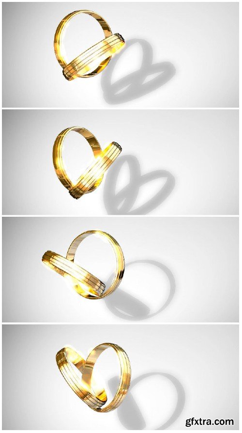 Video footage Wedding rings animtion forming heart shaped shades