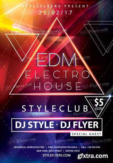 EDM Electro House PSD V12 Flyer Template