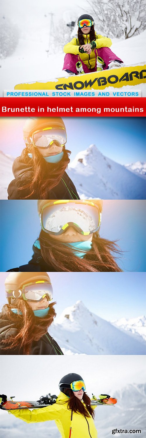 Brunette in helmet among mountains - 5 UHQ JPEG