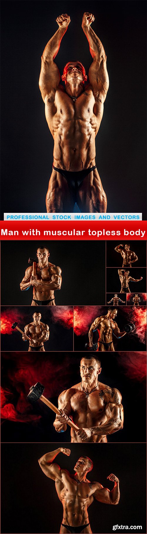 Man with muscular topless body - 10 UHQ JPEG