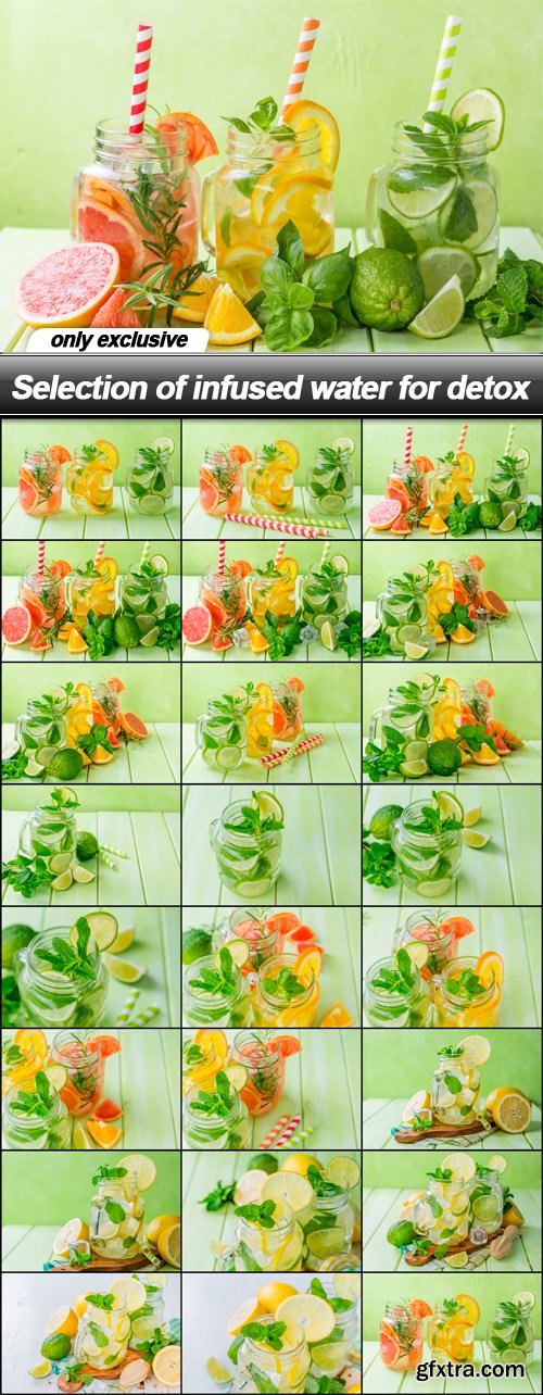 Selection of infused water for detox - 23 UHQ JPEG