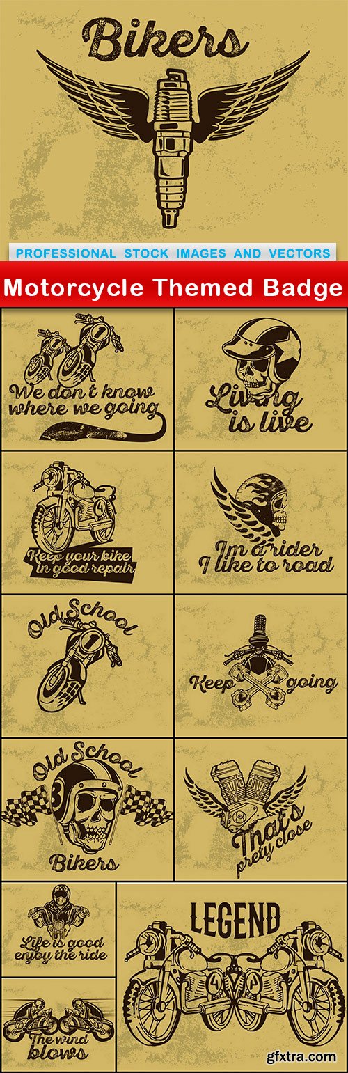 Motorcycle Themed Badge - 12 EPS