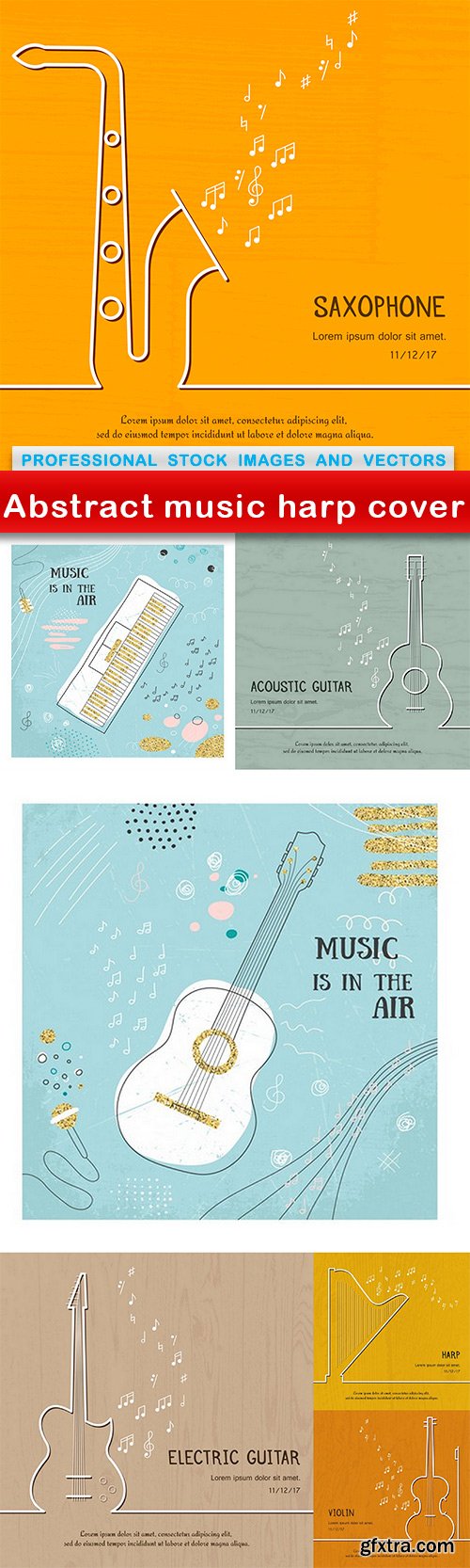 Abstract music harp cover - 7 EPS