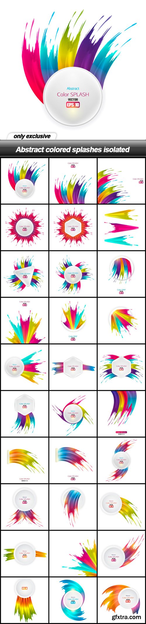 Abstract colored splashes isolated - 30 EPS