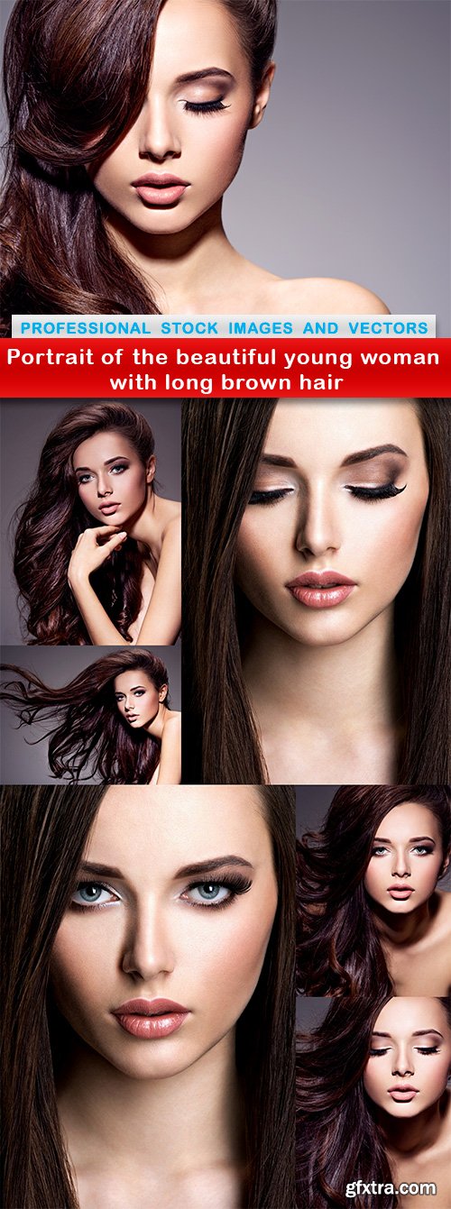 Portrait of the beautiful young woman with long brown hair - 7 UHQ JPEG