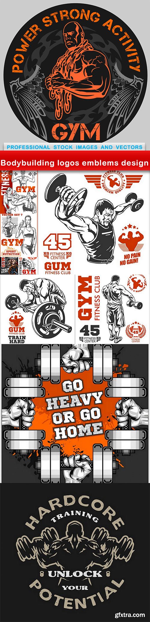 Bodybuilding logos emblems design - 10 EPS