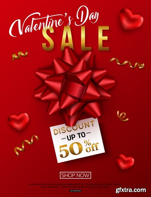 Collection Valentine\'s Day flyer banner Black Friday discount sale vector image 25 EPS