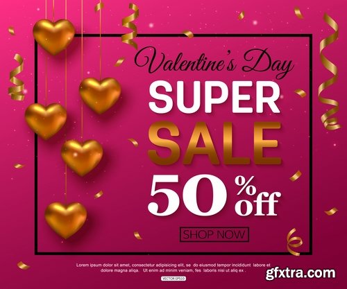 Collection Valentine\'s Day flyer banner Black Friday discount sale vector image 25 EPS