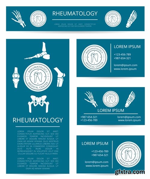 Collection of a medical infographics flyer banner bone skeleton 25 EPS