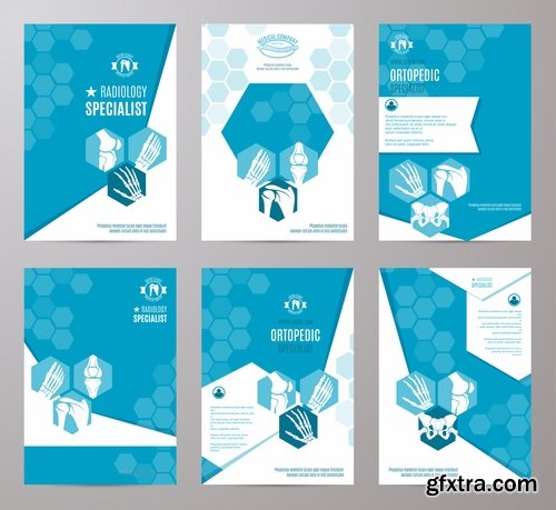 Collection of a medical infographics flyer banner bone skeleton 25 EPS