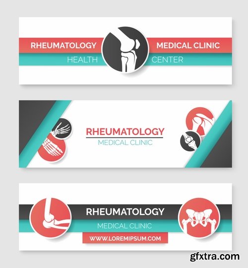 Collection of a medical infographics flyer banner bone skeleton 25 EPS