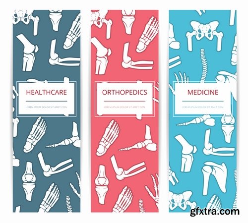 Collection of a medical infographics flyer banner bone skeleton 25 EPS