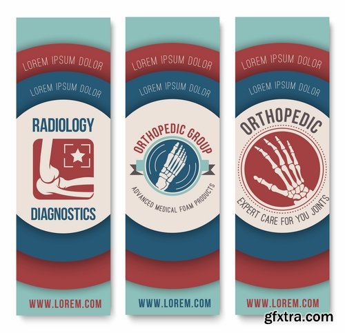 Collection of a medical infographics flyer banner bone skeleton 25 EPS