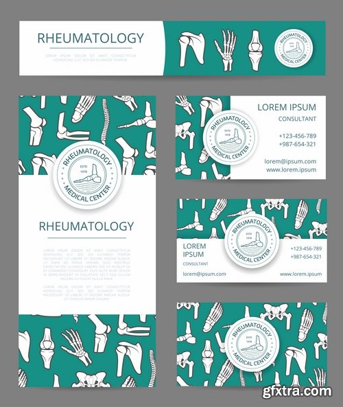 Collection of a medical infographics flyer banner bone skeleton 25 EPS