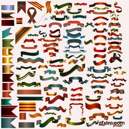 Collection of decorative border monogram retro style logo banner 25 EPS