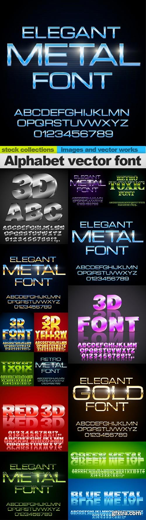 Alphabet vector font, 15 x EPS