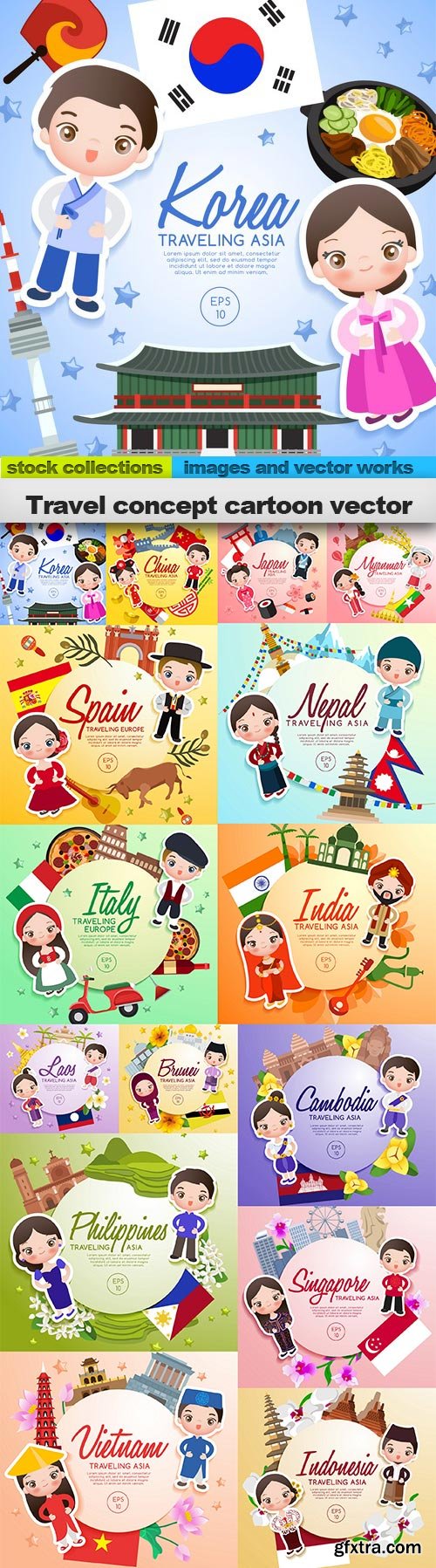 Travel concept cartoon vector,  15 x EPS