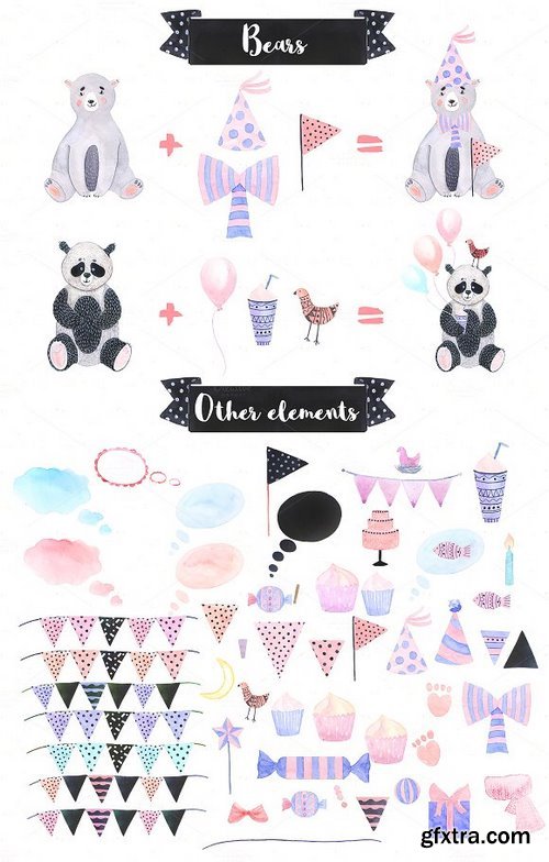 CM - Watercolor Birthday & Cute Bears 575208