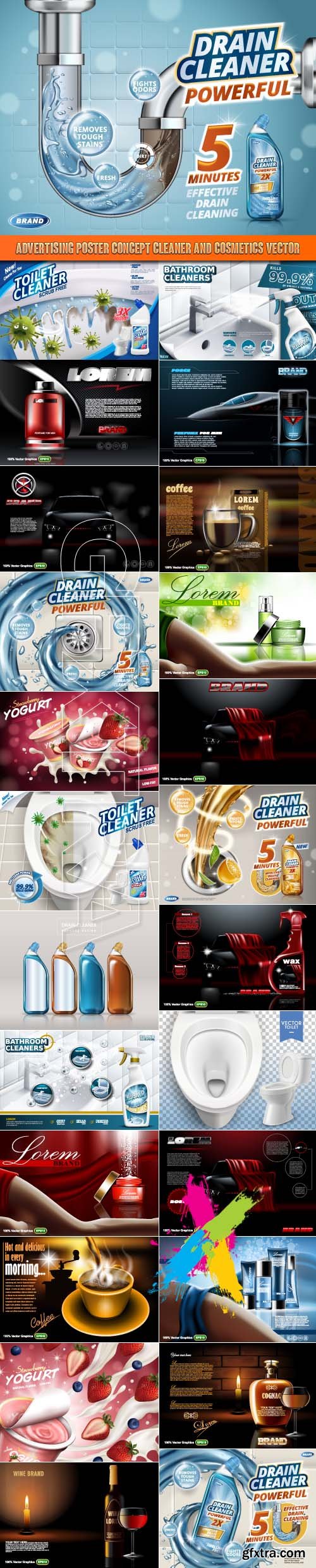 Advertising Poster Concept Cleaner and cosmetics vector