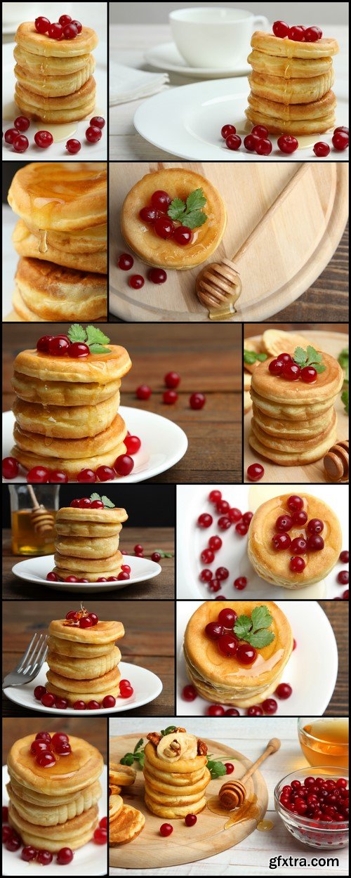 Pancakes with bananas and berries Breakfast 12X JPEG