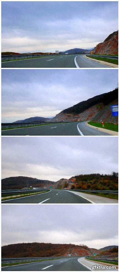 Video footage Car driving on highway before rain time lapse